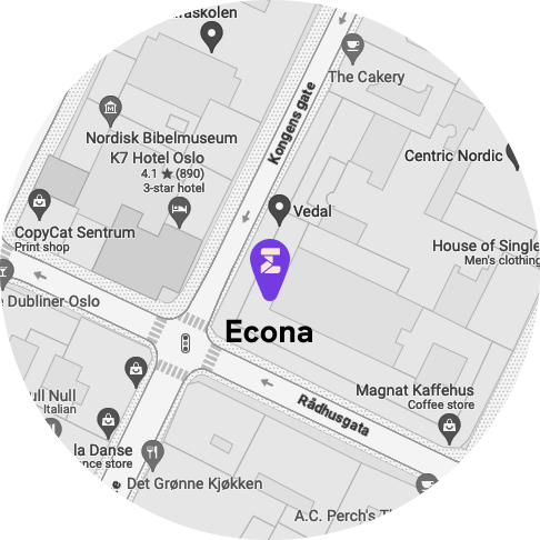 Kart som viser Econas adresse