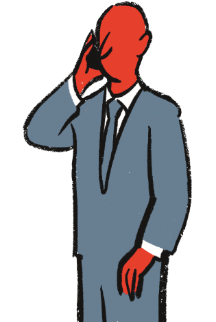 Illustrasjon av mann i dress som snakker i telefonen.